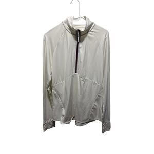 Athleta White Quarter Zip long Sleeve Performance Shirt Womens size Large
